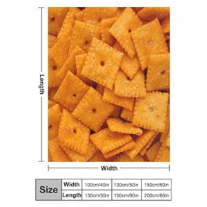 3D Funny Realistic Food Cheese Cracker Flannel Fleece Throw Blankets 50"X40" Soft Cozy Fluffy Winter Fall Blanket Cozy Soft Fuzzy Plush Home Decor for Couch Bed Sofa Living Room Bedroom