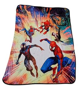 bazillion dreams marvel spider-man spider-verse characters fleece softest comfy throw blanket for adults & kids| measures 60 x 45 inches