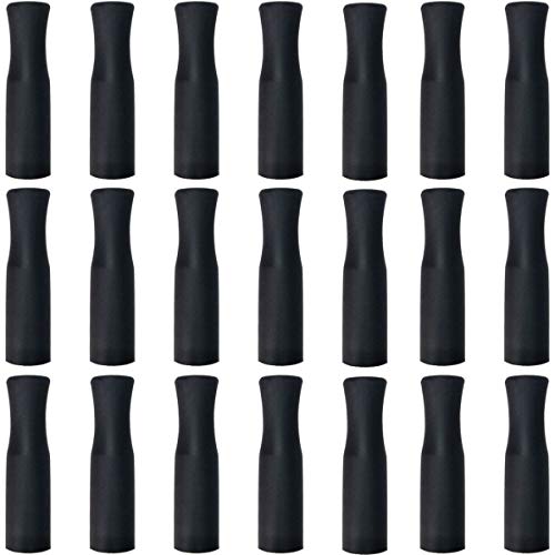 21Pcs Reusable Silicone Straw Tips, Stainless Straw Tips, Black Food Grade Straws Tips Covers Fit for 6mm Wide Stainless Steel Straws And Glass Straws