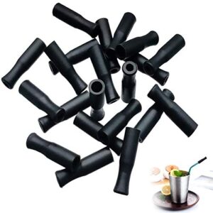 21pcs reusable silicone straw tips, stainless straw tips, black food grade straws tips covers fit for 6mm wide stainless steel straws and glass straws