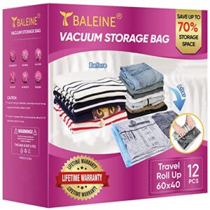 baleine vacuum storage bag space saving compression sealer bags for moving (travel roll up 12 pack)