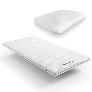 the premium mattress topper by dormeo (rv short queen) and true evolution pillow bundle