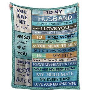 to my husband blankets from wife, anniversary valentines gifts for husband soft cozy flannel throw blanket birthday gifts for men couch bed sofa 60"x50"