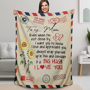 gifts for mom throw blanket, birthday mom gifts for mom from daughter son, to my mon gifts big hug letter blankets for couch 50"x60" pattern 5