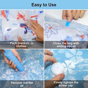 Vacuum Storage bags, 10pcs Space Saver Bags for clothes, Pillows, Blankets, etc. Includes 2 Jumbo, 2 Large, 2 Medium and 4 Hand-Rolled Travel Storage Sealer Bags - With Hand Pump