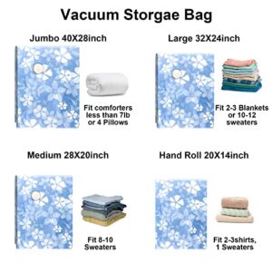 Vacuum Storage bags, 10pcs Space Saver Bags for clothes, Pillows, Blankets, etc. Includes 2 Jumbo, 2 Large, 2 Medium and 4 Hand-Rolled Travel Storage Sealer Bags - With Hand Pump