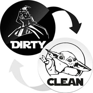 dishwasher magnet clean dirty sign indicator - clean dirty dishwasher magnet - kitchen dish washer magnet - waterproof and double sided flip with bonus adhesive metal plate (black & white)