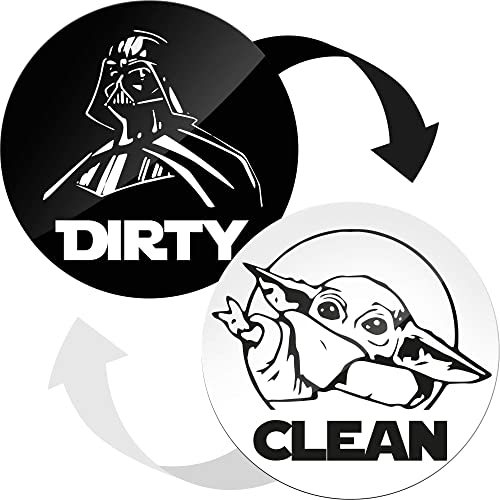 Dishwasher Magnet Clean Dirty Sign Indicator - Clean Dirty Dishwasher Magnet - Kitchen Dish Washer Magnet - Waterproof and Double Sided Flip with Bonus Adhesive Metal Plate (Black & White)