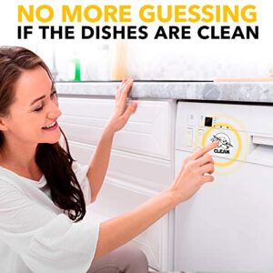 Dishwasher Magnet Clean Dirty Sign Indicator - Clean Dirty Dishwasher Magnet - Kitchen Dish Washer Magnet - Waterproof and Double Sided Flip with Bonus Adhesive Metal Plate (Black & White)