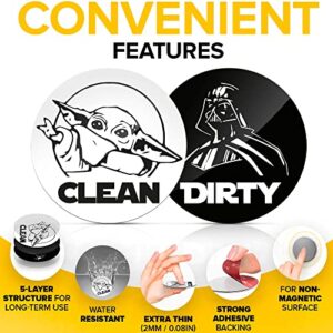 Dishwasher Magnet Clean Dirty Sign Indicator - Clean Dirty Dishwasher Magnet - Kitchen Dish Washer Magnet - Waterproof and Double Sided Flip with Bonus Adhesive Metal Plate (Black & White)