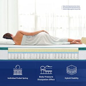 Oleesleep 13 Inch Dual Layered Gel Hybrid Memory Foam Mattress, CertiPUR-US Certified, Green, King