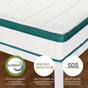 Oleesleep 13 Inch Dual Layered Gel Hybrid Memory Foam Mattress, CertiPUR-US Certified, Green, King