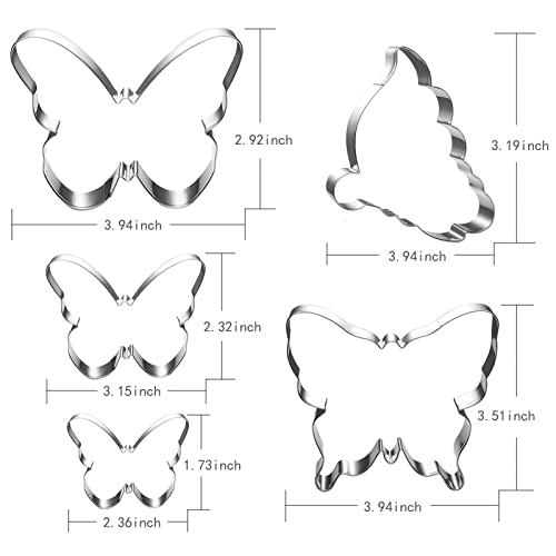 Butterfly Cookie Cutter Set-5 Piece-Butterfly Fondant Biscui Cutters