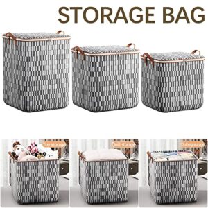 Portable Clothes Storage Bag Wardrobe Sorting Storage Box with Double Zipper Closure and Handle, Portable Dorm Storage Containers for Pillows Blankets Clothes (L)