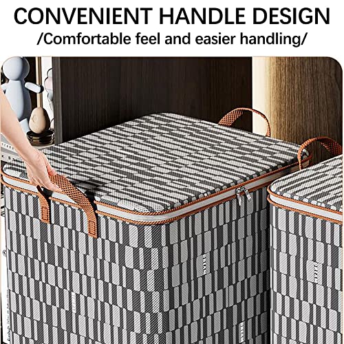 Portable Clothes Storage Bag Wardrobe Sorting Storage Box with Double Zipper Closure and Handle, Portable Dorm Storage Containers for Pillows Blankets Clothes (L)