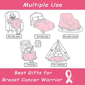Breast Cancer Awareness Blanket, Breast Cancer Survivor Gifts Throw Blanket 60"x50", Breast Cancer Gifts for Women Chemo Friends Coworker, Pink Ribbon Blankets Ultra Soft Fleece Warm Cozy for Bed Sofa
