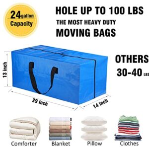 SGPAC King Mattress Bag for Moving 1 Pack, Moving Bags Heavy Duty Extra Large,Clothes Moving Storage Bags,Big Blue Storage Bags for Moving,Reusable Dorm Packing Bags,4 Pack