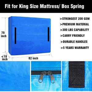 SGPAC King Mattress Bag for Moving 1 Pack, Moving Bags Heavy Duty Extra Large,Clothes Moving Storage Bags,Big Blue Storage Bags for Moving,Reusable Dorm Packing Bags,4 Pack