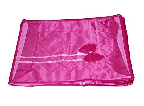 atorakushon 12 Piece Fabric Satin Saree Cover Clothes Storage Bags Set With Transparent Window Extra Large Wardrobe Garments Organizers (Purple)