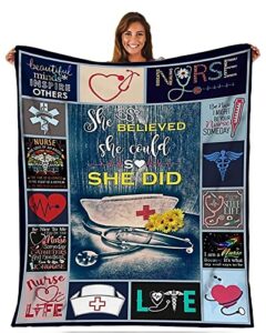 medtogs nurse throw blanket gifts for women new nurses nursing student school practitioner graduation appreciation educator birthday christmas retirement, 50''x60''