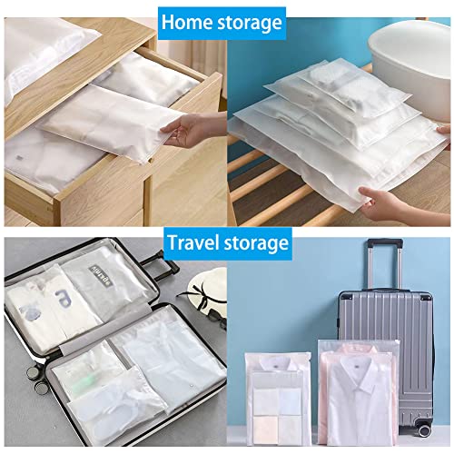 Belit Travel Storage Bag, 15 Pcs Clear Ziplock Storage Bags Frosted Zipper Bags for Clothes, Shoes, Toiletries, Luggage Storage, 3 sizes 12x14 inch, 14x18 inch, 16x24 inch