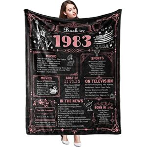 40th Birthday Gifts for Women Blanket 60x50 Inches, 40th Birthday Gift Ideas, 40 Year Old Birthday Gifts for Women, 40th for Women Sister Wife Mom Grandma Soft Warm Pink Blanket