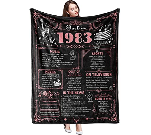 40th Birthday Gifts for Women Blanket 60x50 Inches, 40th Birthday Gift Ideas, 40 Year Old Birthday Gifts for Women, 40th for Women Sister Wife Mom Grandma Soft Warm Pink Blanket