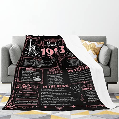 40th Birthday Gifts for Women Blanket 60x50 Inches, 40th Birthday Gift Ideas, 40 Year Old Birthday Gifts for Women, 40th for Women Sister Wife Mom Grandma Soft Warm Pink Blanket