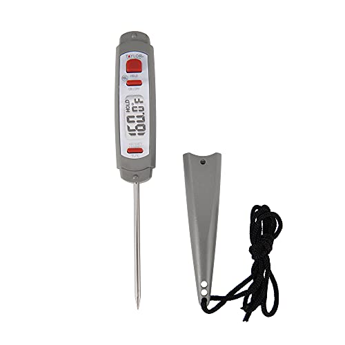 Taylor Waterproof Digital Instant Read Meat Food Grill BBQ Kitchen Cooking Thermometer, Comes with Sleeve Extender and Lanyard