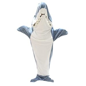 shark blanket adult, 2023 new super soft cozy flannel shark onesie blanket wearable, shark blanket hoodie, shark costume shark gifts for boys kids adult (s(150 * 70 cm), blue)