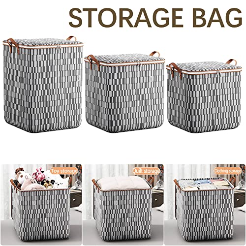 Bzdzmqm Clothes Storage Bag Large Capacity Wardrobe Sorting Bag Double Zipper Closure Foldable Organizer Portable Storage Box Portable Storage Bag Winter Cup Storage Box with Handle