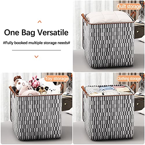 Bzdzmqm Clothes Storage Bag Large Capacity Wardrobe Sorting Bag Double Zipper Closure Foldable Organizer Portable Storage Box Portable Storage Bag Winter Cup Storage Box with Handle