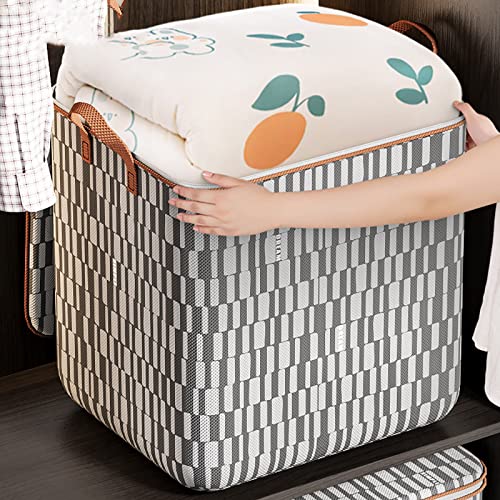 Bzdzmqm Clothes Storage Bag Large Capacity Wardrobe Sorting Bag Double Zipper Closure Foldable Organizer Portable Storage Box Portable Storage Bag Winter Cup Storage Box with Handle