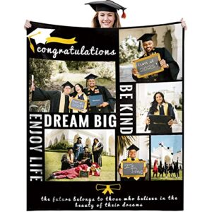 Personalized Graduation Blanket 2023, Customized Graduation Gifts for Her Him, Custom Name Photos Picture Throw Blankets, College, High School Graduation Gift for Daughter Son Niece Friends, 40"x30"