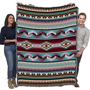 Pure Country Weavers Desert Stripe Blanket - Southwest Native American Inspired - Gift Tapestry Throw Woven from Cotton - Made in The USA (72x54)