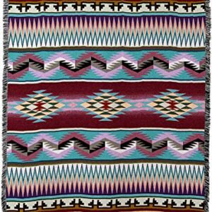 Pure Country Weavers Desert Stripe Blanket - Southwest Native American Inspired - Gift Tapestry Throw Woven from Cotton - Made in The USA (72x54)