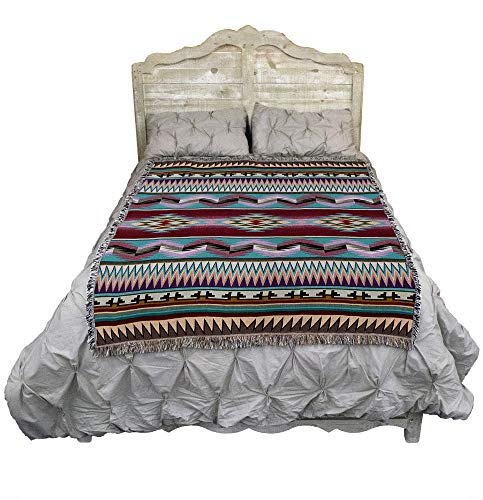 Pure Country Weavers Desert Stripe Blanket - Southwest Native American Inspired - Gift Tapestry Throw Woven from Cotton - Made in The USA (72x54)