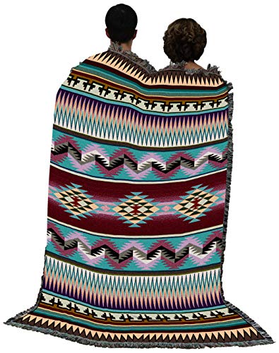 Pure Country Weavers Desert Stripe Blanket - Southwest Native American Inspired - Gift Tapestry Throw Woven from Cotton - Made in The USA (72x54)