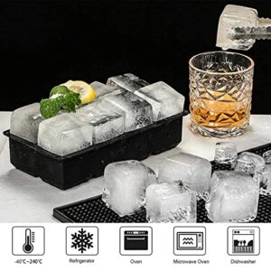 LessMo Ice Cube Tray with Lid - 2 Pack Large Silicone Ice Tray Molds for Freezer, BPA Free, Big Square Ice Cube for Whiskey, Cocktails, Baby Food, Juices
