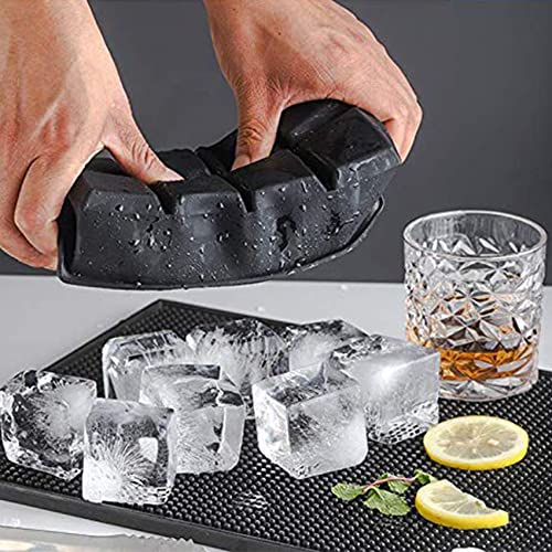LessMo Ice Cube Tray with Lid - 2 Pack Large Silicone Ice Tray Molds for Freezer, BPA Free, Big Square Ice Cube for Whiskey, Cocktails, Baby Food, Juices