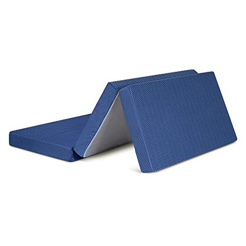 Sleeplace 4 inch Tri-Folding Memory Foam Topper, Blue (Blue), Twin (SVCN04TM02T)
