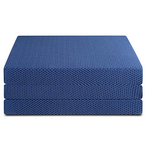 Sleeplace 4 inch Tri-Folding Memory Foam Topper, Blue (Blue), Twin (SVCN04TM02T)