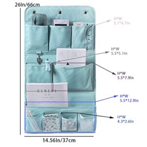 HSLFUAI Hanging Storage Bag for Bathroom, Behind Door, Bedroom, Washing Table Storage, Multifunctional Storage Bag with 3 Sticky Wall Hooks (3Layer, Blue)