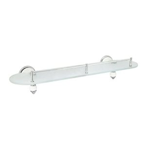 modona 20" frosted glass shelf with pre-installed rail - white porcelain & chrome - arora series - 5 year warrantee
