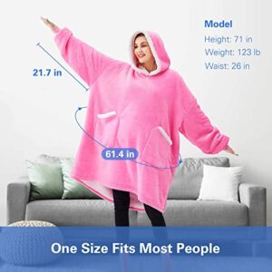 DEPAD Oversized Wearable Blanket Hoodie Sherpa Flannel, Gift for Women Mom, Warm Giant Hooded Blanket Super Soft and Cozy, Sweatshirt Blanket (Large Pockets and Hood)