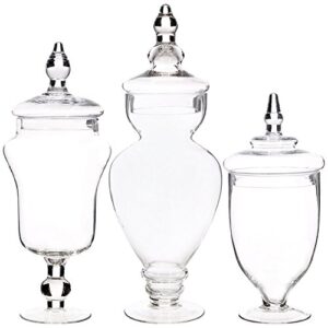 home essentials & beyond home essentials set of 3 apothecary jars, 12, 15, 16, 12,15, clear