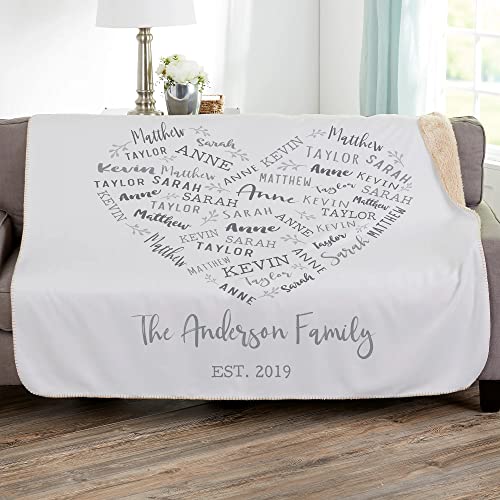 Personalized Name Blankets for Grandma Grandpa Mom Dad and Any Special Person in Your Life. Farmhouse Heart Personalized Blankets. Customize Name Blanket from Your Names for Men Women (Sherpa Blanket)