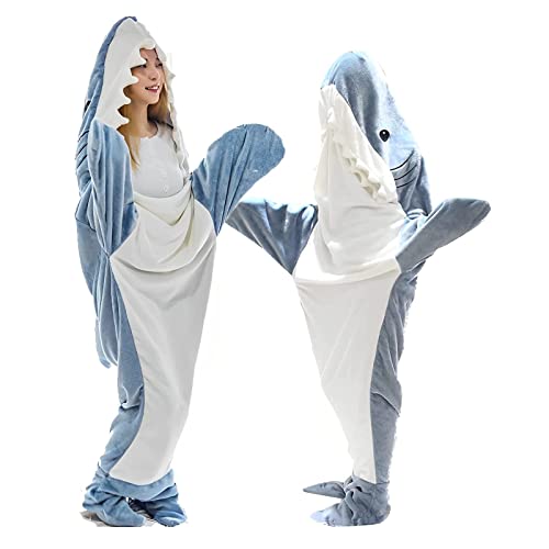 Shark Blanket Adult, Shark Onesie Blanket Adult, Shark Blanket Hoodie, Wearable Blanket Adult, Shark Blanket Super Soft Cozy Flannel Hoodie (L (67 inches Long))