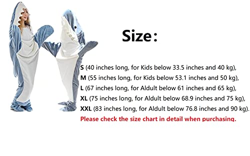 Shark Blanket Adult, Shark Onesie Blanket Adult, Shark Blanket Hoodie, Wearable Blanket Adult, Shark Blanket Super Soft Cozy Flannel Hoodie (L (67 inches Long))