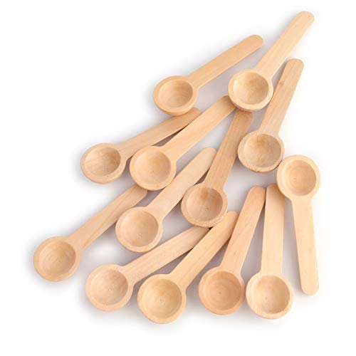 Tebery 60PCS Mini Wooden Spoons Small Bath Salt Spoon Candy Spoon Baby Spoon for Spice Jars Seasoning Honey Coffee